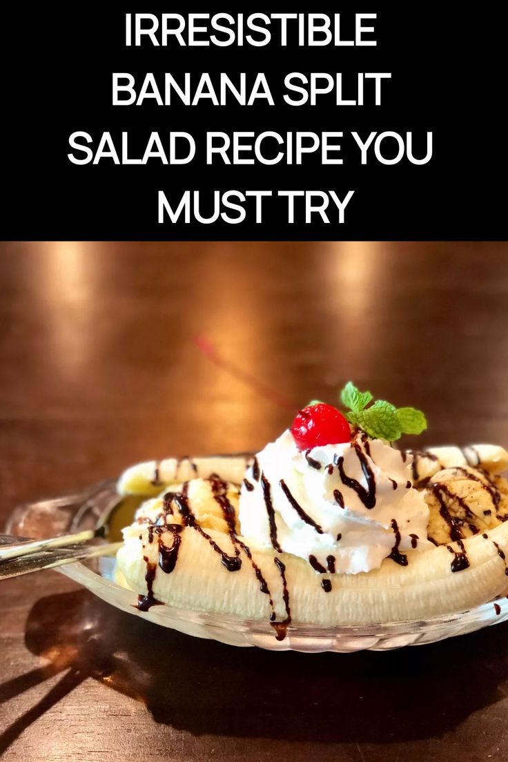 Best Banana Split Banana Split Salad Recipe, Banana Split Salad, Martini Recipes Classic, Banana Split Recipes, Steak Fajita Recipe, Vegan Crab, Banana Cream Pie Recipe, Banana Split Dessert, Healthy Waffles