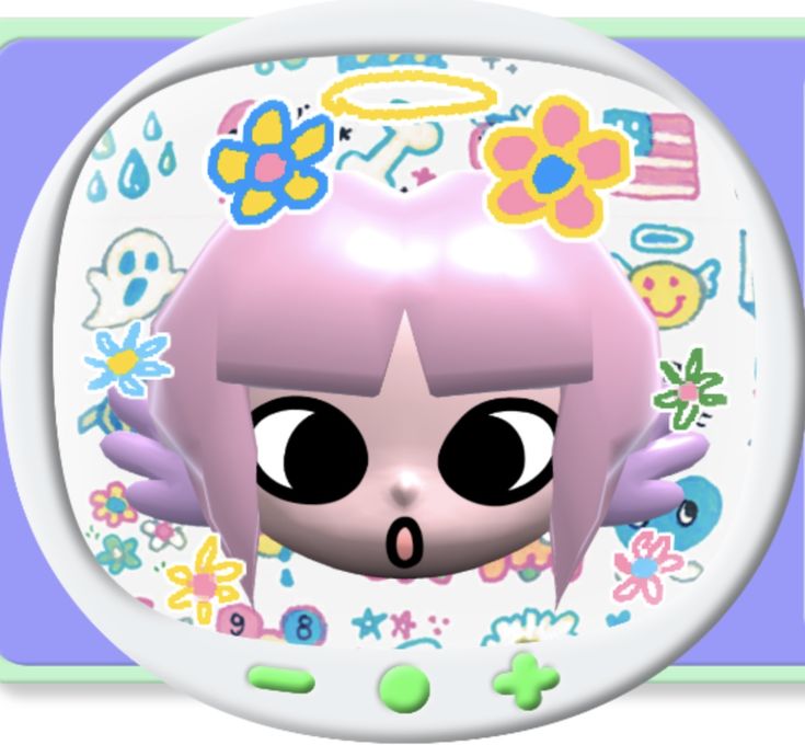 an image of a cartoon character on a plate with flowers and butterflies around her head