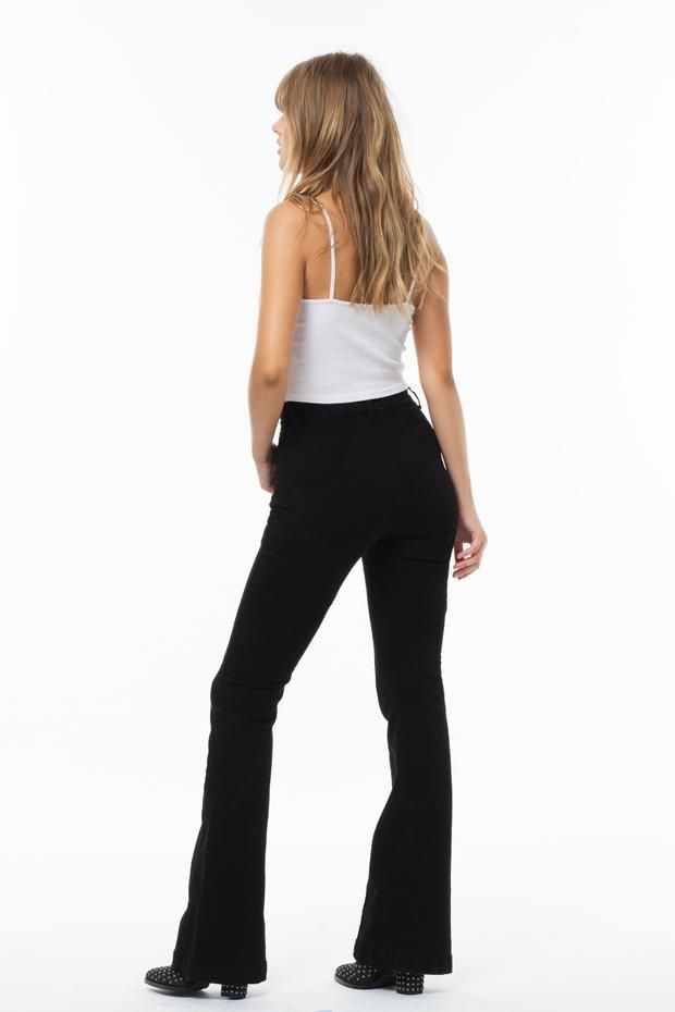 Venus Flares / Jet Black Wash Trendy Fitted Cargo Pants, Trendy Fitted Straight Leg Pants, High Rise Jeans For Night Out, High Rise Jeans With Five Pockets For Night Out, Trendy Fitted Pants With Five Pockets, High Rise Pants With Five Pockets For Night Out, Trendy Tight High Waist Bottoms, Fitted High Waist Jeans, Trendy Tight Straight Leg Pants