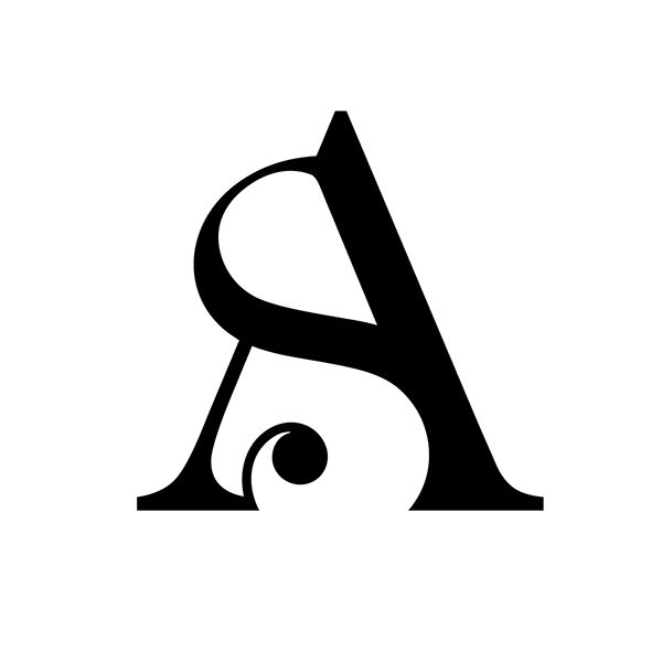 a black and white logo with the letter a in it's center, on a white background