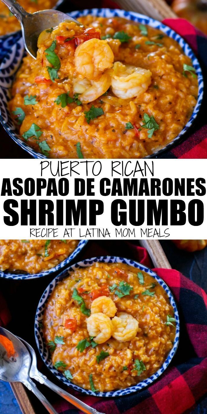 two bowls filled with shrimp and rice on top of a table