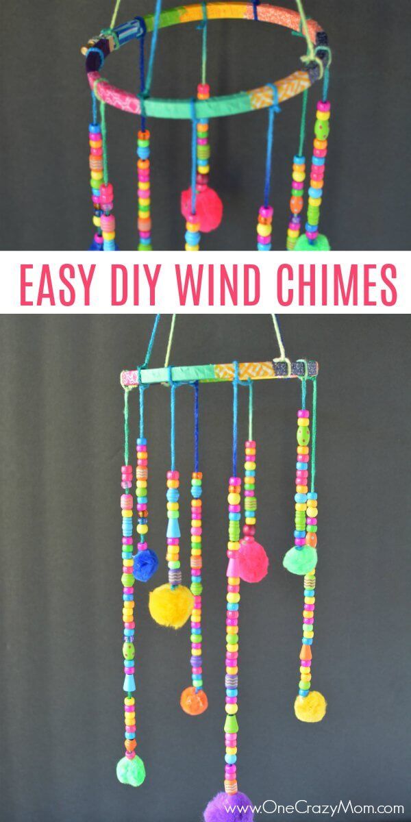 an easy diy wind chime made out of plastic beads