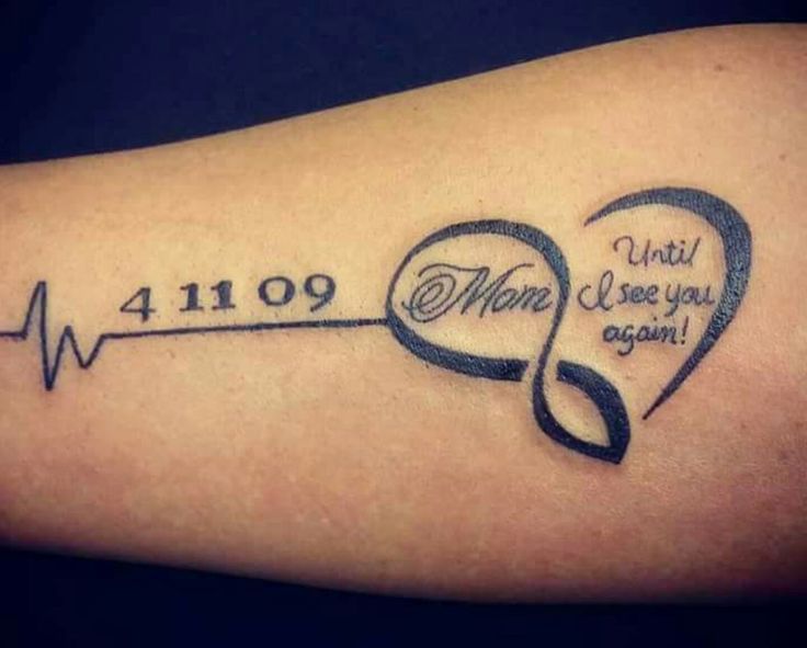 Mum Remembrance Tattoos, In Loving Memory Tattoos For Daughter, Heartbeat Tattoo Memorial Mom, Heart Beat Memorial Tattoos, In Memory Of Mum Tattoo Ideas, Mum Tribute Tattoo, Rip Mum Tattoo Ideas, In Memory Mom Tattoos, Feminine Memorial Tattoos