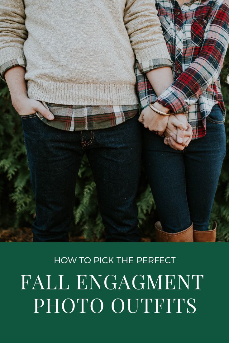 two people holding hands with the text how to pick the perfect fall engagement photo outfits