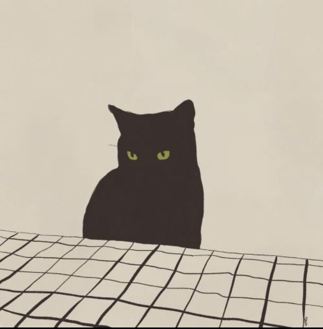 a black cat with glowing green eyes sitting on a wire table top, looking at the camera