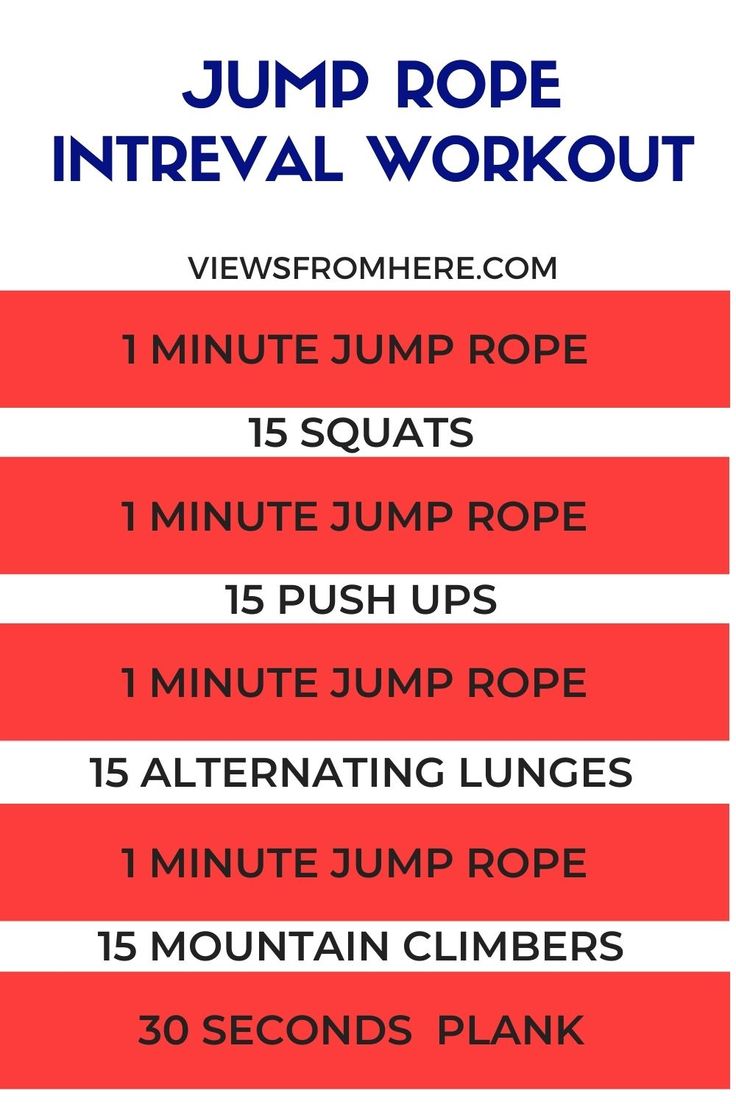 the jump rope workout plan is shown in red and white