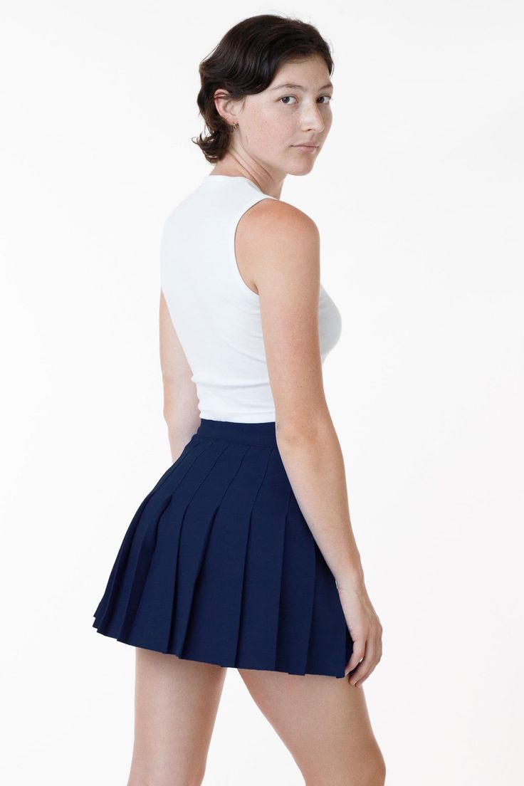 The Tennis Skirt. An American Classic. Stylish, Sexy. Made from a soft gabardine, it flows just right. Fitted throughout, natural waist. Pair with hosiery for the winter or go without for a natural Southern California look. We recommend determining your waist size by measuring around the smallest part of your torso. Skirt is made of tightly woven gabardine that runs small; we suggest sizing up if you desire more room. *NOTICE: We are dedicated to keeping our beloved tennis skirt in stock; howeve Plaid Tennis Skirt, Bright Colors Fashion, Tennis Skirt Black, Los Angeles Apparel, La Outfits, Tennis Skirts, American Classic, Cute Skirts, Green Skirt