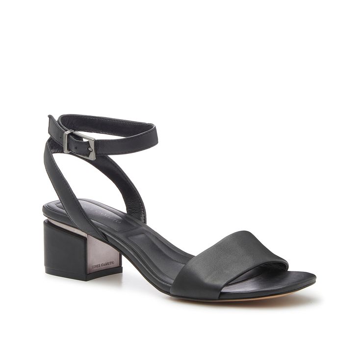 Vince Camuto-Acaylee Sandal Keep your outfit stylish and your feet comfortable when you rock the Acaylee sandal from Vince Camuto. This pair features a strappy silhouette and a practical block kitten heel. Sleek Sandals With Stacked Heel For Spring, Modern Low Heel Sandals For Summer, Sleek Sandals With Heel Strap And Block Heel, Modern Summer Sandals Medium Width, Modern Synthetic Sandals With Heel Strap, Sleek Sandals With Stacked Heel For Summer, Modern Adjustable Ankle Strap Heels, Modern Slingback Sandals With Stacked Heel For Summer, Modern Sandals For Spring