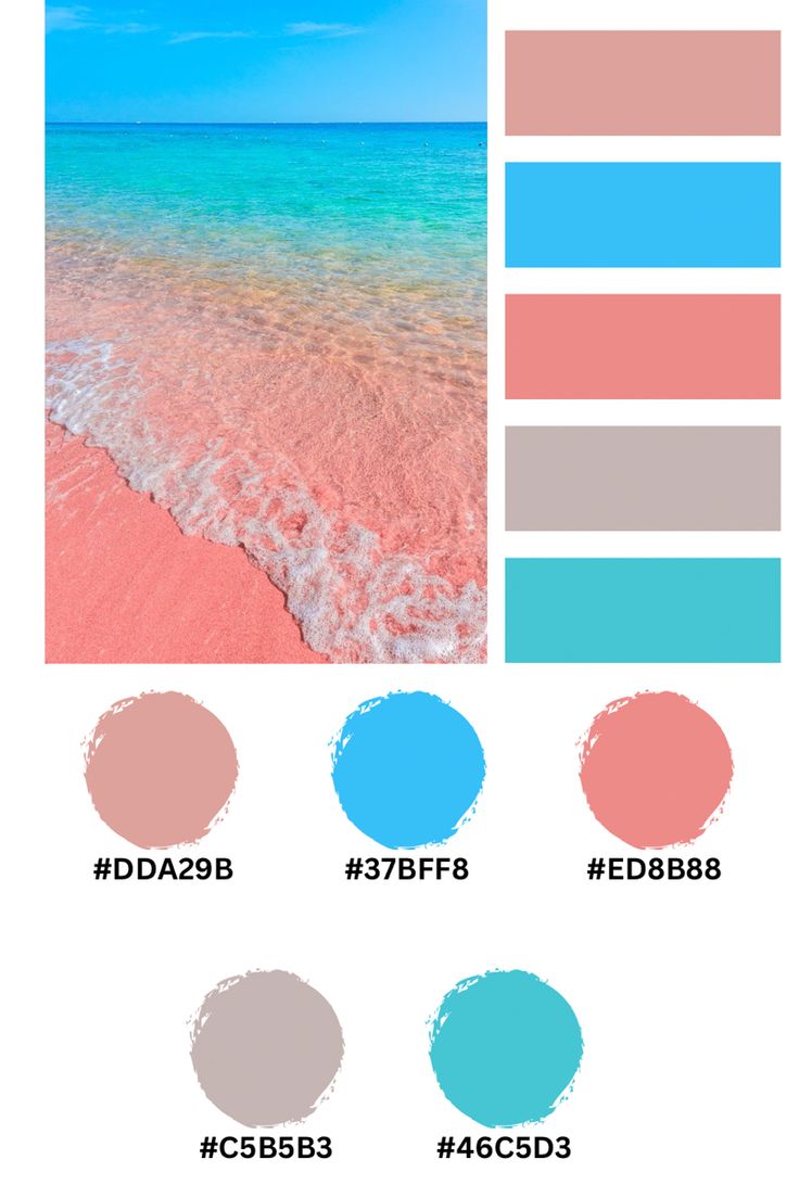 the color scheme for an ocean scene with pastel colors and blue, pink, green,