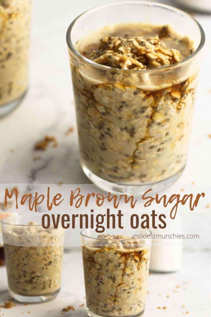 maple brown sugar overnight oats in glass cups