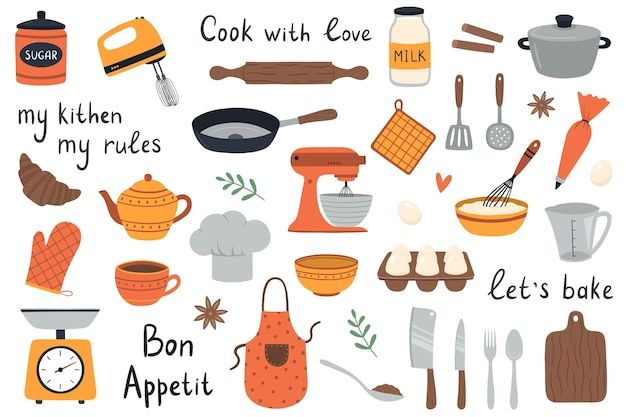 an image of kitchen related items for cooking