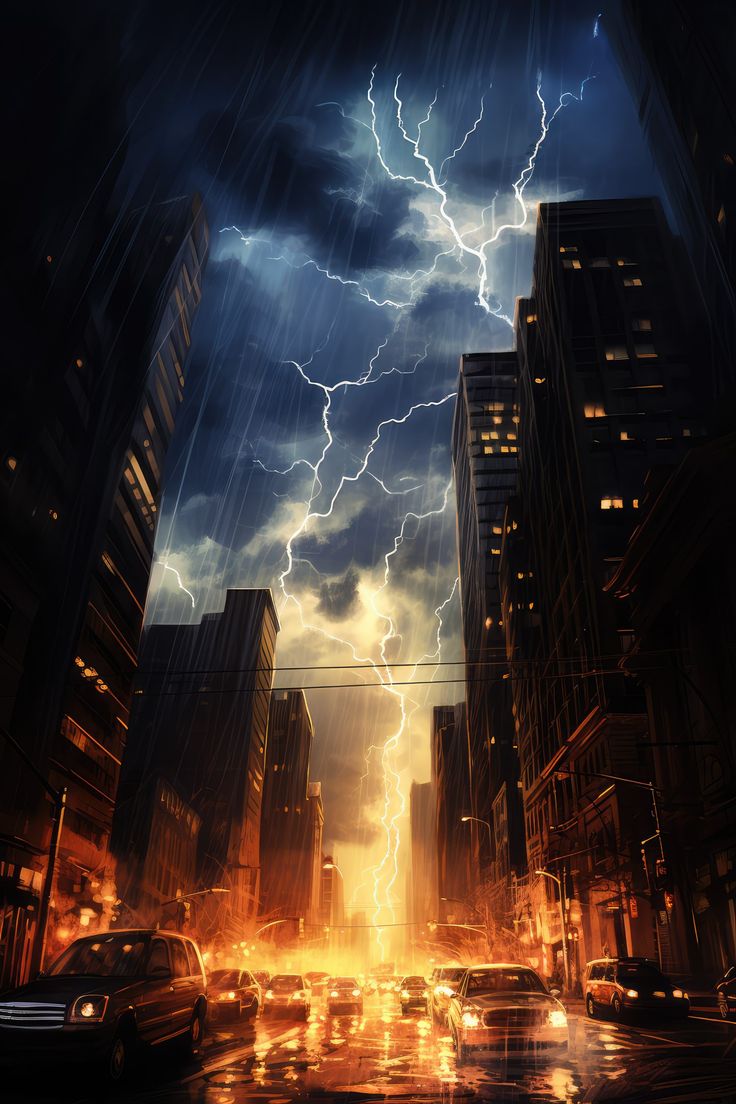 Lightning City Skyline Lightning In City, City Backgrounds, City On Fire, Moon Lighting, Lightning Art, Sports Design Inspiration, City Sky, City Background, Naruto Uzumaki Art