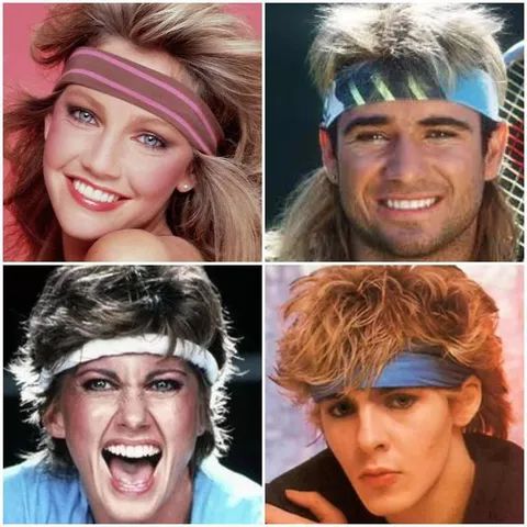 1980s headbands 80s Hair Headband, 80s Headband Hairstyles, 80s Headbands, Eighties Hair, 80s Things, 80s Hats, 80’s Hair, Mistakes Were Made, 80s Outfits