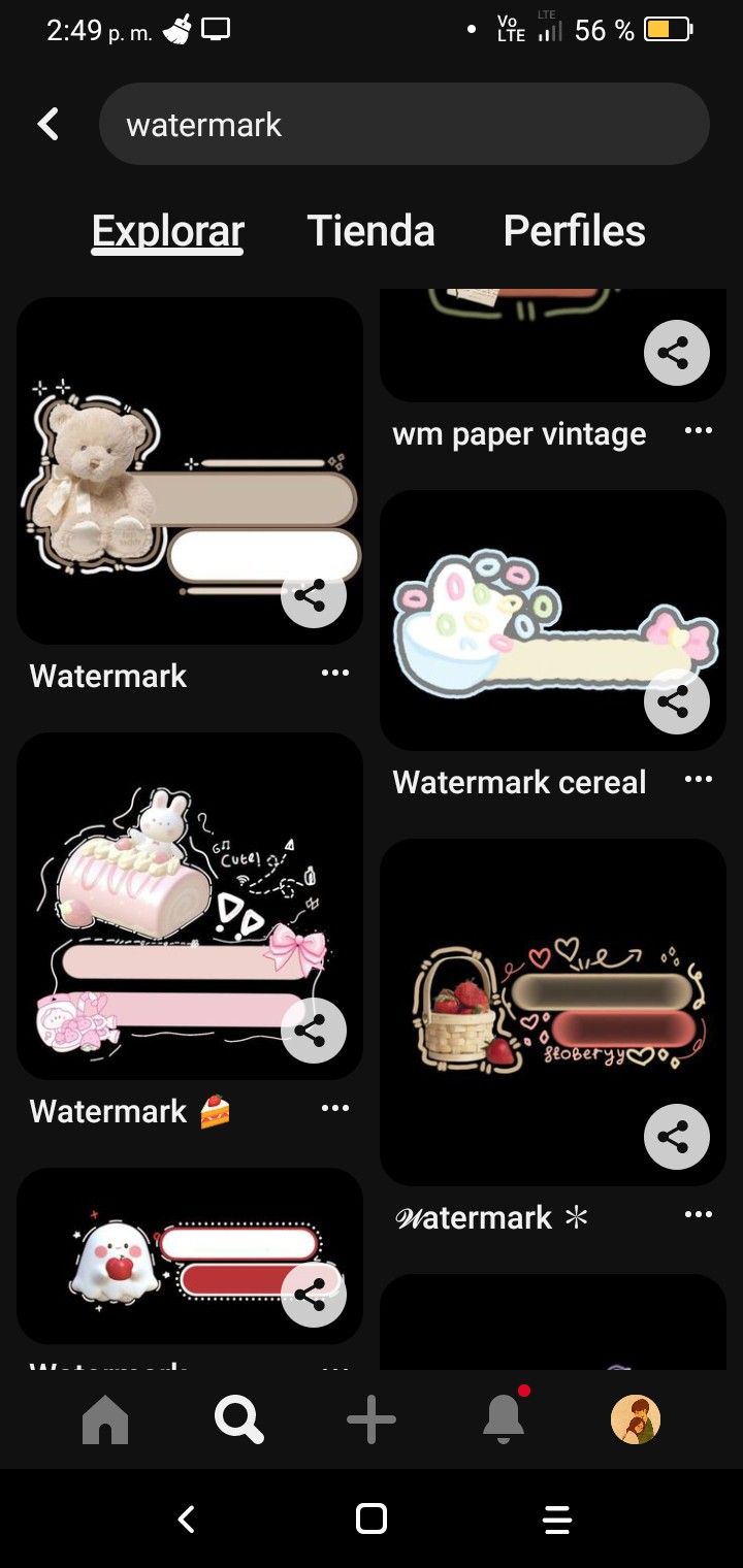 an iphone screen showing different types of stickers