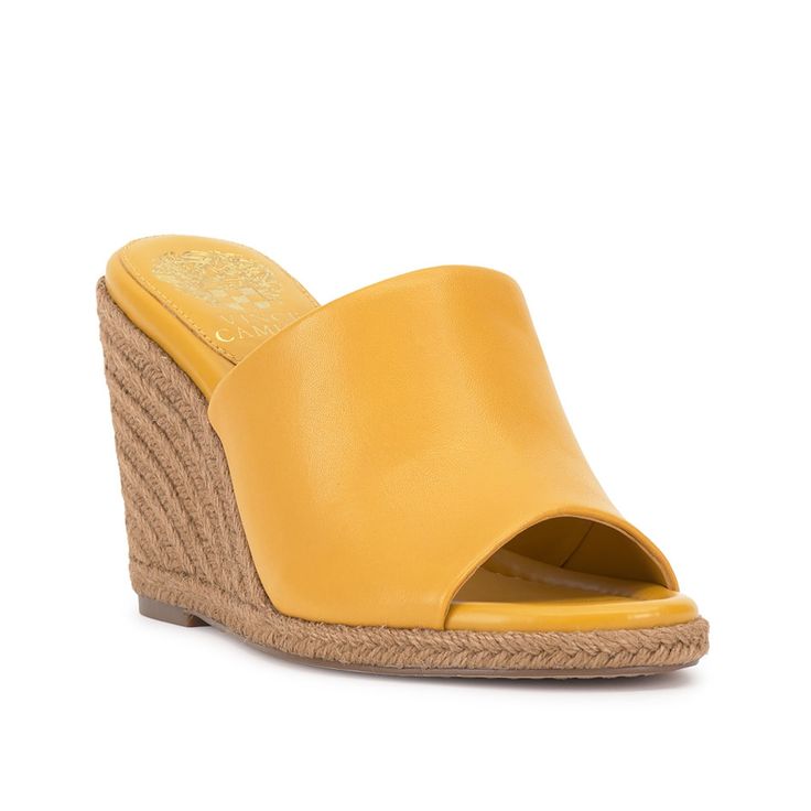 Vince Camuto-Fayla Wedge Sandal Step out like a diva in the Vince Camuto Fayla sandal. A two-tone espadrille wedge brings allure to the hooded leather slide, backed by a durable rubber sole. Cheap Eva Slip-on Wedge Sandals, Yellow Leather Closed-toe Wedge Sandals, Black Wedge Sandals With Cork-bed Midsoles, Black Synthetic Slip-on Wedge Sandals, Black Textured Sole Slip-on Wedge Sandals, Comfortable Wedges, Wedge Espadrilles, Oversized Tote Bag, Leather Slides