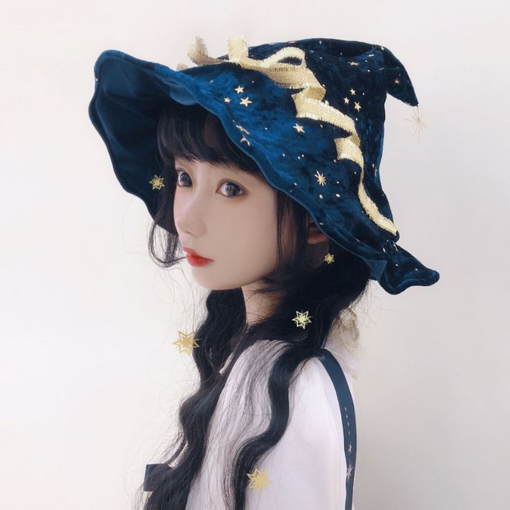 Material: velvet,    Color: black, navy,    Size: free,    Cap circumference: 56-58cm, Mushroom Witch, Punk Style Outfits, Funny Witch, Witch Cosplay, New Personality, Witch Tattoo, Pastel Girl, Witch Diy, Witch Fashion