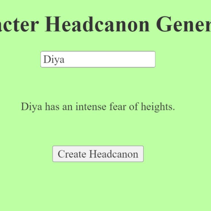 the character headcanon generator for diya