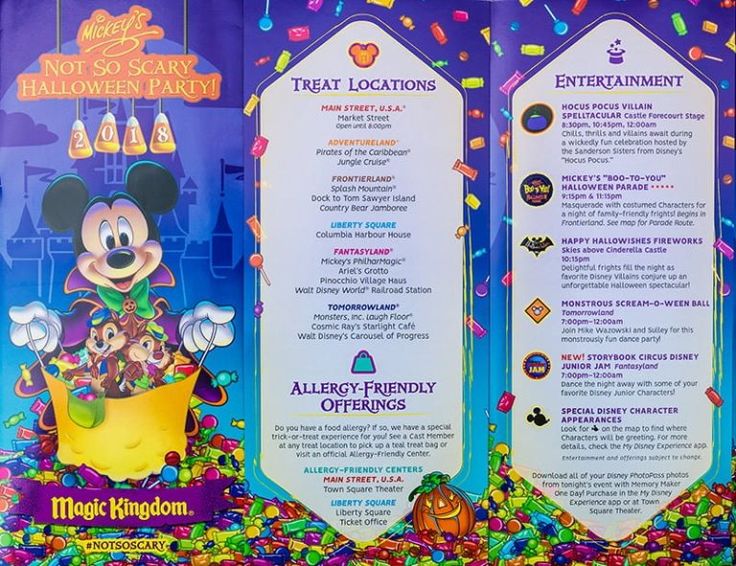 the menu for mickey's not so scary halloween party