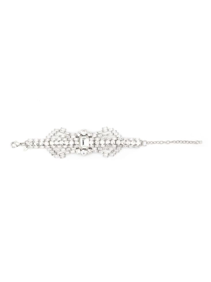 silver-tone glass rhinestone embellishment chain-link detailing polished finish lobster claw fastening adjustable fit Alexandre Vauthier, Bracelet Silver, Silver Bracelets, Lobster Claw, Bracelet Making, Chain Link, Bow Tie, Embellishments, Bags Designer