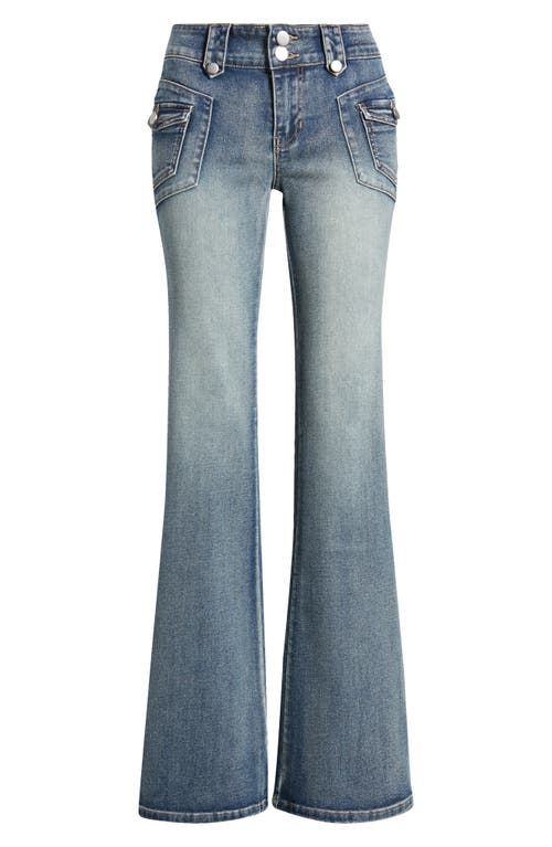 "Find PTCL Low Rise Bootcut Jeans on Editorialist. Slip on the throwback style of these low-stretch jeans featuring front-button pockets and full-length boot-cut legs that embody a cool '90s vibe. 33\" inseam; 22\" leg opening; 8 1/4\" front rise; 14\" back rise (size 27) Zip fly with button closure Front button-flap patch pockets; back patch pockets 69% cotton, 30% recycled polyester, 1% spandex Machine wash, tumble dry Imported" Y2k Style Medium Wash Wide Leg Flare Jeans, Y2k High Rise Flare Jeans With Five Pockets, Flared Cropped Jeans With Pockets, Retro Medium Wash Straight Leg Flares, Fitted Medium Wash Wide Leg Cargo Jeans, Fitted Wide Leg Y2k Flare Jeans, Y2k Style Straight Leg Flare Jeans For Fall, Y2k Style Flare Jeans For Spring, Y2k Style Fitted Medium Wash Flare Jeans