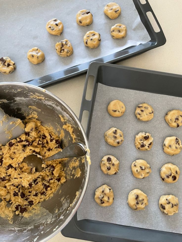 cookie dough being made and ready to be baked