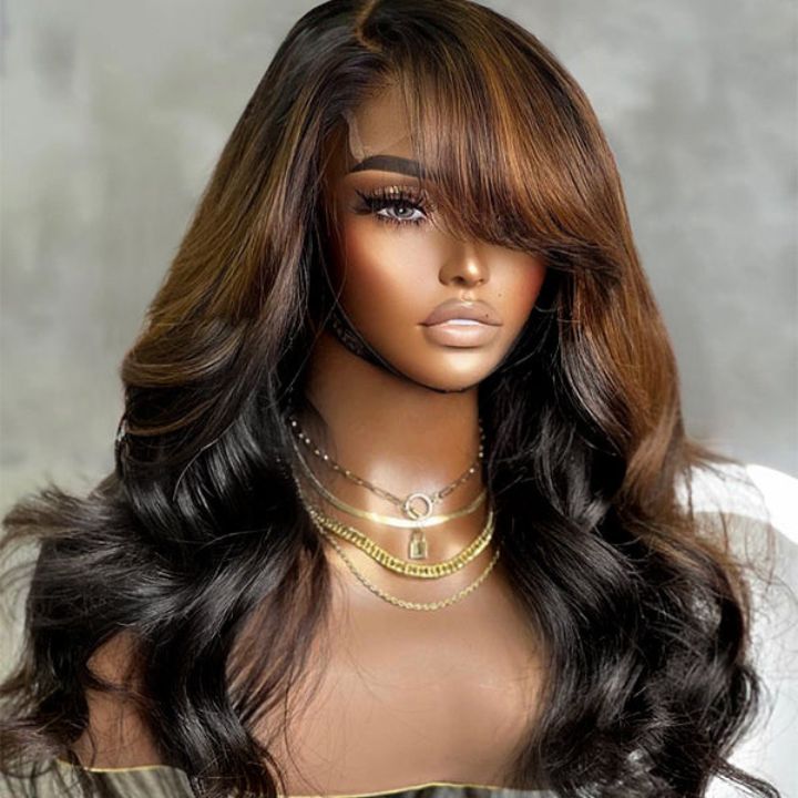 5x5 Closure Wig, Parted Bangs, Loose Waves Hair, Colored Wigs, Wig With Bangs, Body Wave Wig, Lace Closure Wig, Closure Wig, Long Wigs