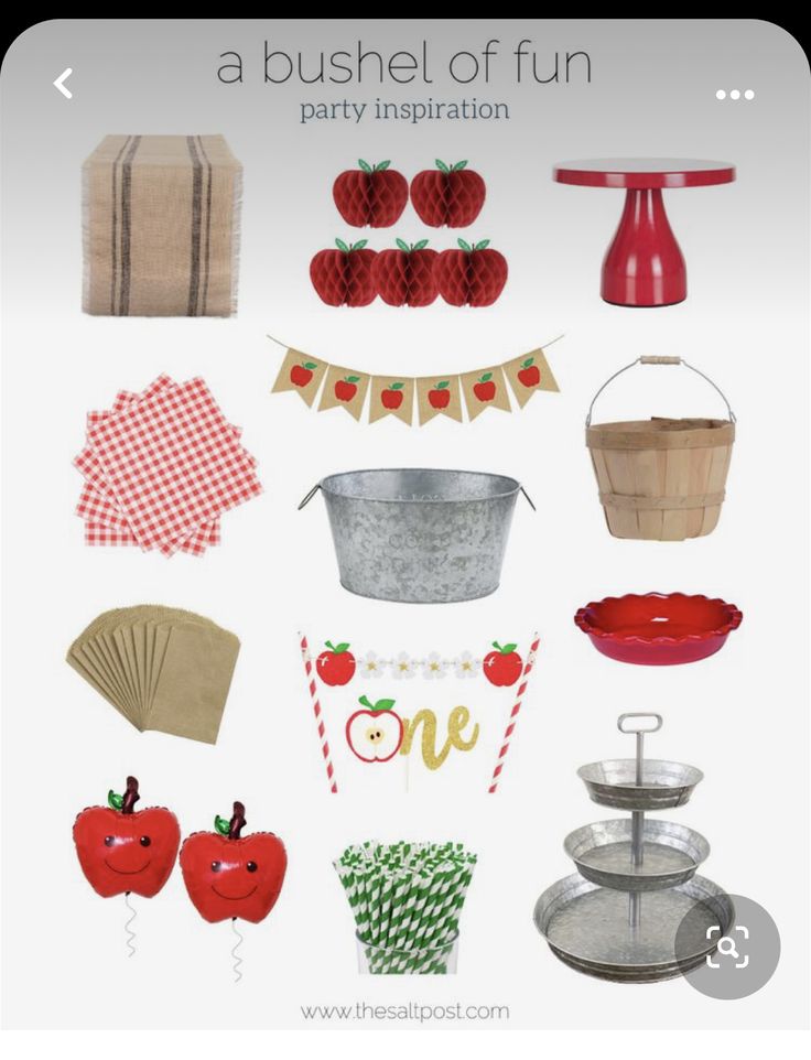 a bunch of items that are on top of a white background with the words, a bushel of fun party inspiration