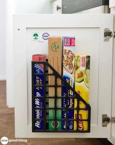 a kitchen drawer with some food in it