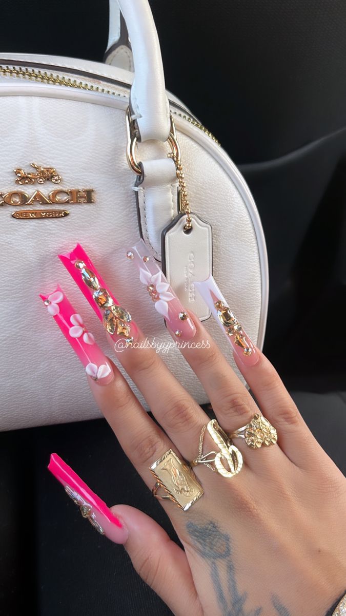 Nails Ideas Rhinestones, Long Acrylic Nails Extra, Acrylic Xl Nails, Matte Long Acrylic Nails, Simple Xxl Nails, Xl Birthday Nails, Acrylic Nails Inspo Baddie, Xl Nail Designs, Bday Acrylic Nails