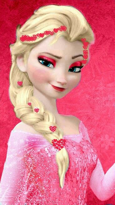 an image of a frozen princess with long hair and big eyes holding something in her hand