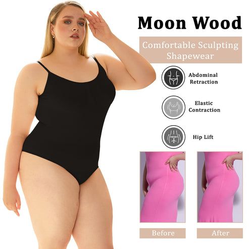 Plus Size Shapewear Bodysuit Women Black Brief | Moon Wood High Stretch Smoothing One-piece Bodysuit, High Stretch One-piece Shapewear Bodysuit, Sculpting Seamless Shapewear Leotard, Sculpting Seamless Leotard As Shapewear, Sculpting Smoothing Shapewear Bodysuit, High Stretch Seamless Shapewear Leotard, High Stretch Smoothing Leotard For Shapewear, Seamless High Stretch Shapewear Leotard, High Stretch Seamless Bodysuit Shapewear