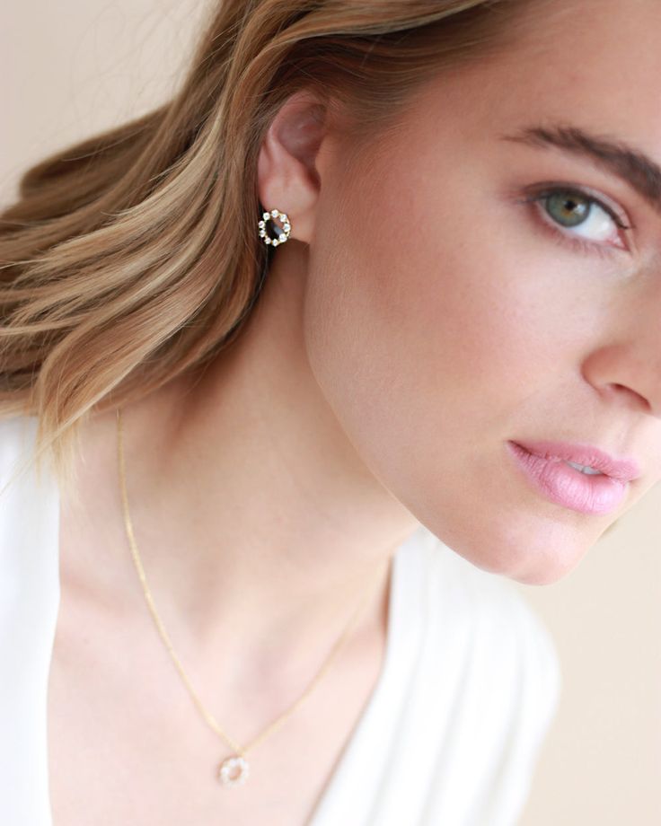 Dainty & minimalist, our Saylor CZ Circle Studs are the perfect way to add understated sparkle to any look. Designed with sterling silver or 18kt gold in a front facing hoop accented with CZ stones, you'll never want to take off these studs. Sterling silver, 18 karat gold plated Cubic zirconia 0.3" diameter Matching necklace here Hypoallergenic, lead-free & nickel-free Style #4346 Modern Everyday Jewelry With Single Cut Diamonds, Everyday Sterling Silver Jewelry With Prong Setting, Everyday Diamond White Cubic Zirconia Jewelry, Timeless Sterling Silver Jewelry With Sparkling Stones, Everyday White Jewelry With Prong Setting, Everyday Sterling Silver Jewelry With Sparkling Stones, Everyday White Cubic Zirconia Jewelry, Everyday Cubic Zirconia Jewelry With Prong Setting, Everyday Jewelry With Sparkling Cubic Zirconia Stones