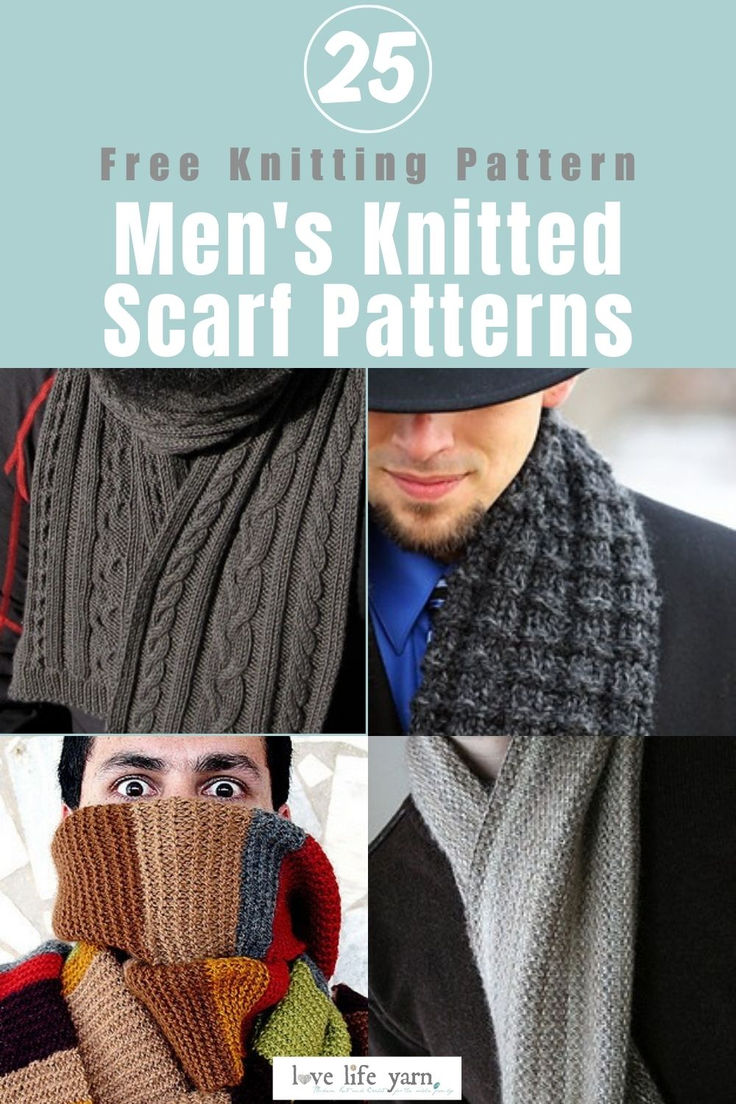 25 FREE MEN’S KNITTED SCARF PATTERNS Mens Scarf Knitting Pattern Free, Mens Knitted Scarf Patterns Free, Men Scarf Knitting Pattern, Men's Scarf Patterns Knitting, Knitted Gifts For Men, Textured Scarf Knitting Pattern, Knitting Patterns For Mens Scarfs, Men Scarf Style, Knitting Scarf Patterns Free