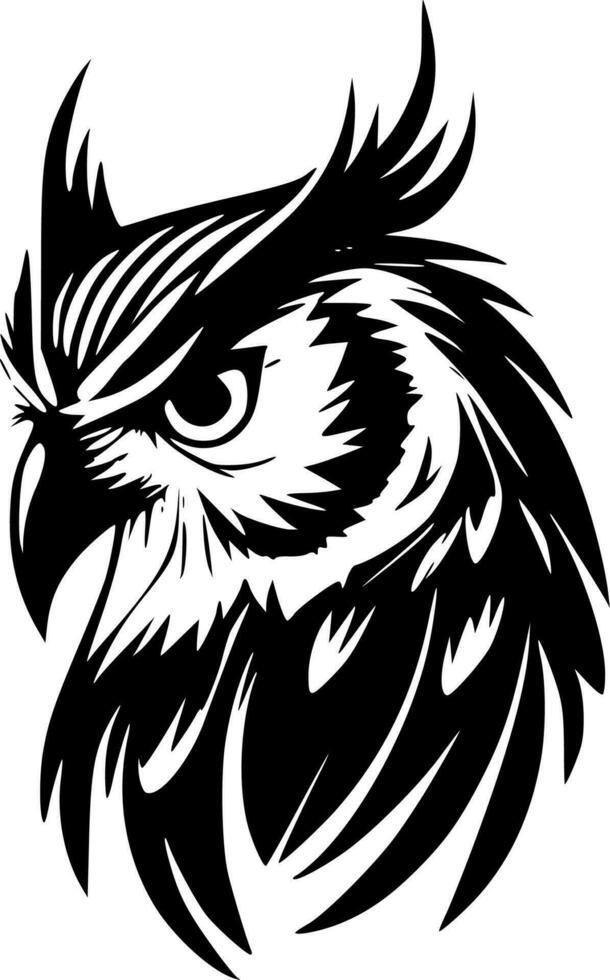 an eagle's head is shown in black and white, with sharp lines on it