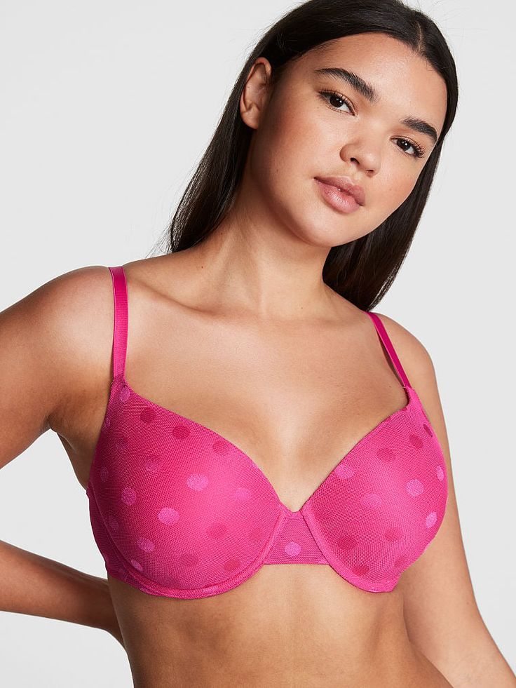 The Takeaway: As supportive as your BFF The one you love the most gives you a boost thanks to the push-up design that adds up to 1 cup size. Push-up padding Structured, underwire cups Medium lift Fully adjustable straps — wear classic or cross-back Hook-and-eye back closure Imported Cute Bras Victoria's Secret Push Up, Victoria Secret Pink Bras Push Up, Bras Pink, High Top Adidas, Victoria Secret Pink Bras, Pink Dot, Dress Flip Flops, Occasion Wear Dresses, Beachwear Skirt