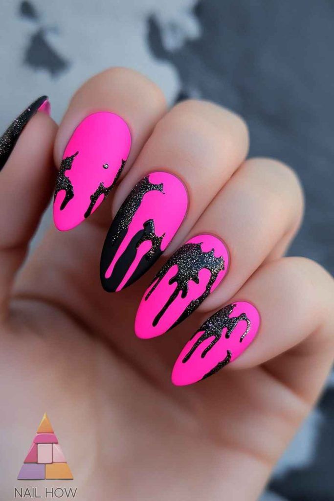 Black And Pink Nail Designs, Pink Halloween Nails, Holiday Themed Nails, Silk Wrap Nails, Nail Prices, Spooky Style, Sns Nails, Nail Oil, Blue Nail Polish