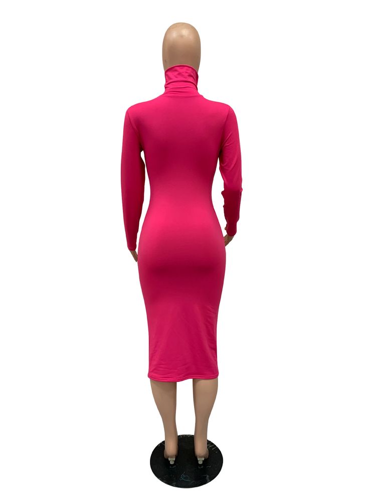 Sexy High-neck Thick Slim-fit Hip Dress High Stretch Midi Dresses, Bodycon Midi Dress For Club, Fitted Midi Length Maxi Dress For Club, Stretch Midi Dress For Fall Clubbing, Fitted Solid Color Dresses For Club, Fitted Solid Color Club Dresses, Fitted Solid Color Dress For Club, Fall Stretch Midi Dress For Club, Solid Color Fitted Club Dresses