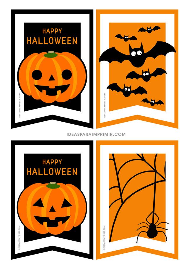 three halloween cards with pumpkins and bats