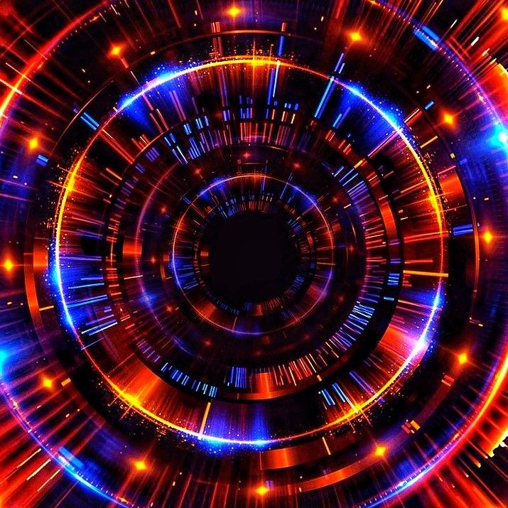 an abstract background with blue and orange lights in the center, resembling a circular pattern