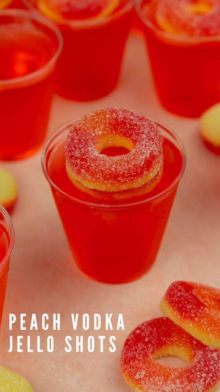 peach vodka jello shots recipe Orange Jello Shots Vodka, Peach Vodka Jello Shots, Strawberry Peach Jello Shots, Jello Shots With Gelatin, Peach Ring Jello Shots, Fun Jello Shot Recipes, Hello Shots Recipes Vodka, Hello Shots Recipes, Peach Ring Alcoholic Drink