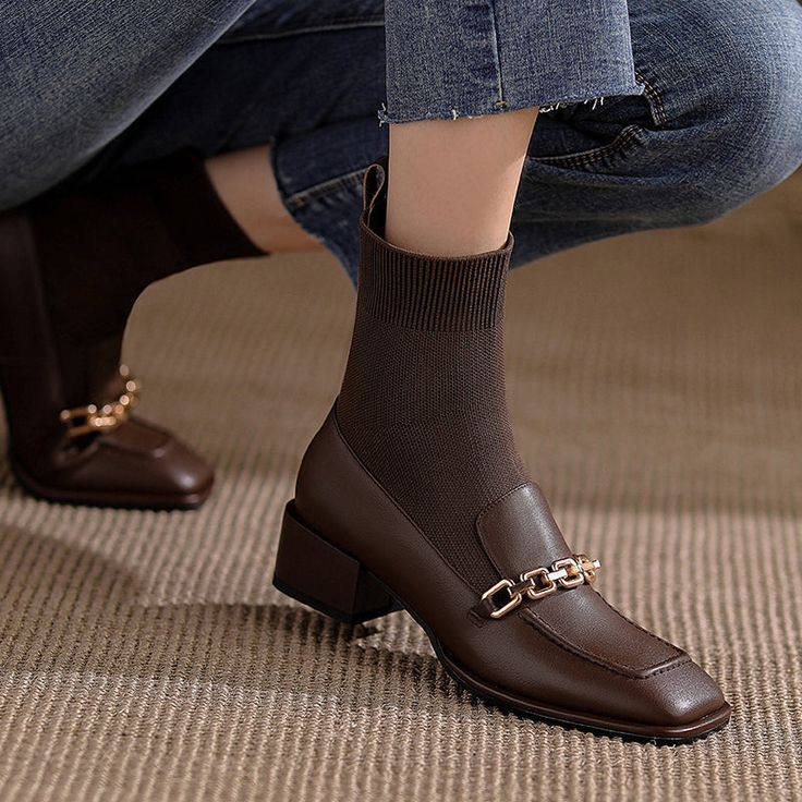 Round Toe Booties For Office In Fall, Fall Round Toe Booties For Office, Fall Office Booties With Round Toe, Classic Ankle-high Booties For Fall, Classic Round Toe Booties For Fall, Winter Ankle-high Martin Boots For Office, Elegant Ankle-high Chelsea Boots For Fall, Office Chelsea Boots For Fall, Ankle-high, Elegant Brown Chelsea Boots For Fall