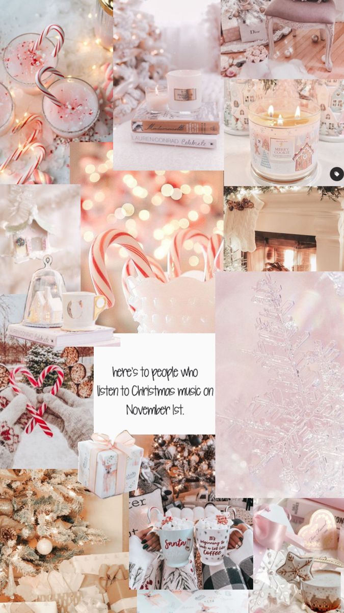 Pink aesthetic coloured Christmas photo collage with quote “here’s to people who listen to Christmas music on November 1st.” Christmas Iphone Wallpapers Aesthetic Collage, Christmas Backgrounds Aesthetic Pink, Christmas Collage Aesthetic Wallpaper, Pink Christmas Wallpaper Collage, Pink Christmas Collage Wallpaper, Cute Christmas Wallpaper Collage, Christmas Pink Aesthetic Wallpaper, X Mas Wallpaper Aesthetic, Pink November Wallpaper