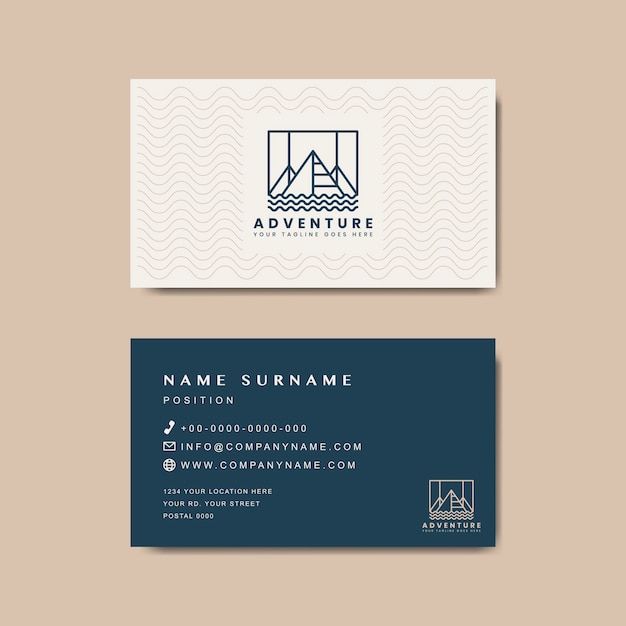 the business card is designed to be used as a logo for an adventure company, and it