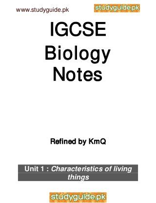 the cover of iggse biology notes