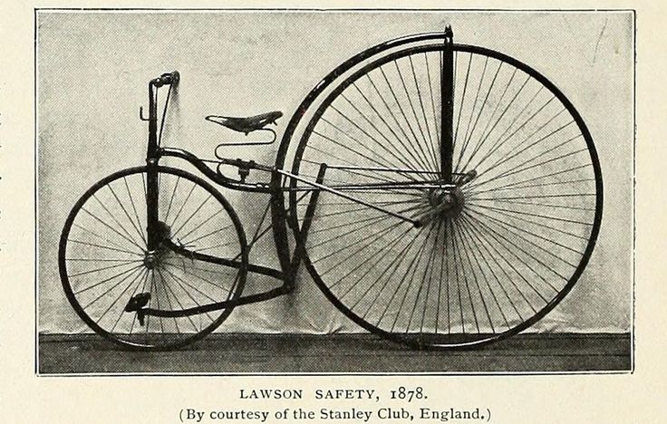 an old fashioned bicycle is shown in this black and white photo from the early 20th century