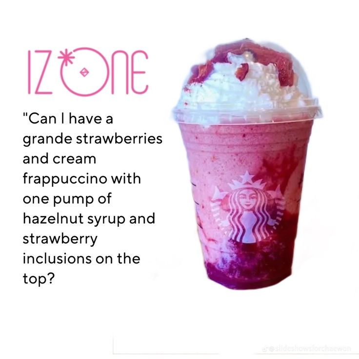 a pink drink with whipped cream and toppings on the top is in front of a white background