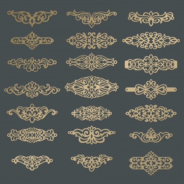 a set of ornate gold design elements