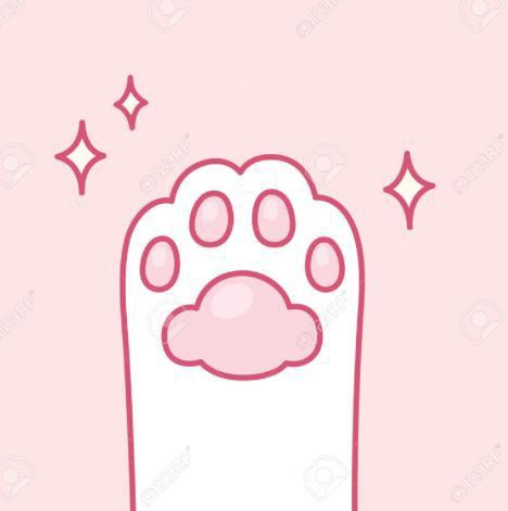 a pink cat paw with stars on the top and bottom, in front of a pink background