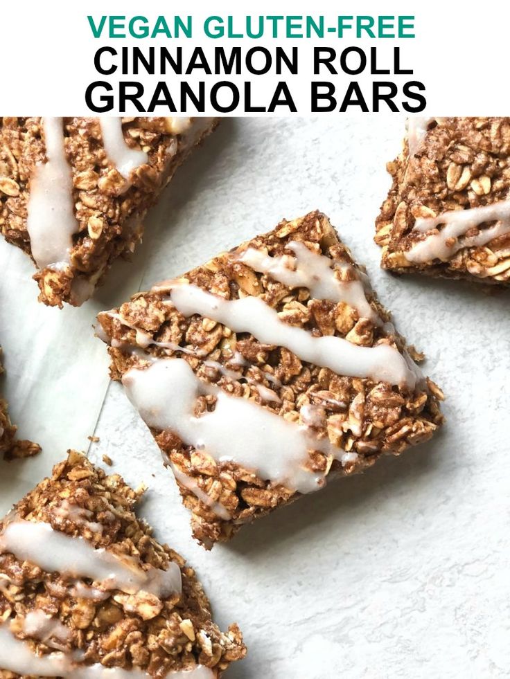 six pieces of granola bars with icing on top