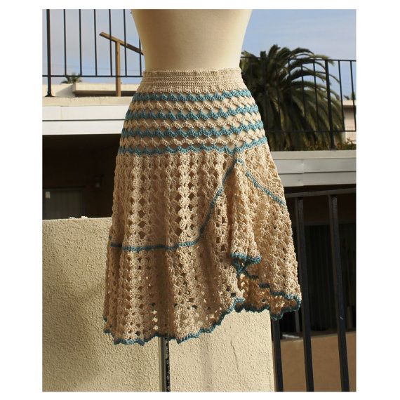 Hand Crochet Skirt  Graceful Classy Feminine Flirty by AnnieBriggs, $148.00 Crochet Vintage Skirt, Crochet Lace Skirt For Beach, Crochet Long Ruffle Skirt, Ruffle Skirt Crochet Pattern, Spring Crochet Lace Skirt, Crochet Clothes For Women, Crochet Bottoms, Crochet Skirts, Stylish Skirts